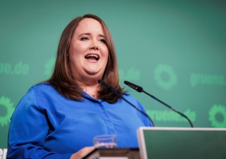 Ricarda Lang, Federal Chairwoman of Bündnis 90/Die Grünen, recorded during a press conference in