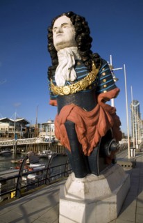 Ship's figurehead, Gunwharf Quays, Portsmouth, Hampshire, England, United Kingdom, Europe