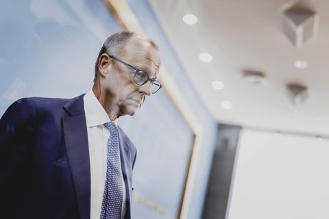 Friedrich Merz, CDU party chairman, recorded after the federal press conference on the consequences