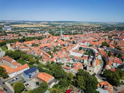 A bird's eye view of the old town centre of Mühlhausen
