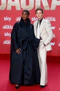 Lashana Lynch and Eddie Redmayne at the German premiere of The day of the Jackal at the Zoo Palast