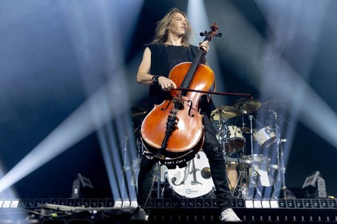 Eicca Toppinen from Apocalyptica live on Plays Metallica Vol.2 Tour 2024 at the Columbiahalle in