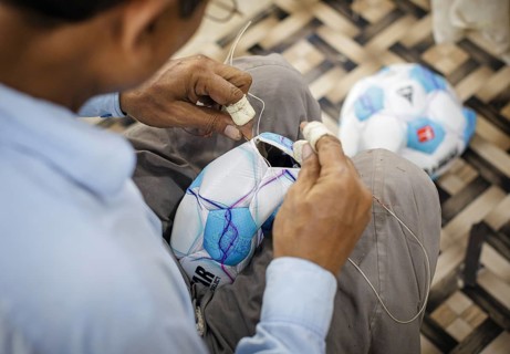 Anwar Khawaja Industries PVT. LTD produces footballs for the Bundesliga, among others. Sialkot, 23