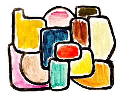 Abstract background, on white background, drawing, gouache, watercolor paint