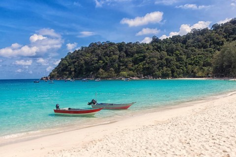 Two small boats on the beach. Malaysia
