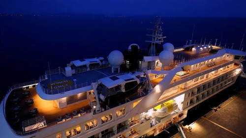 Luxury cruise ship departing to Caribbean vacation