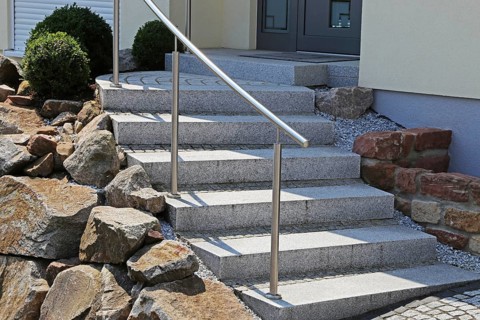 Modern block staircase in the exterior of a residential building
