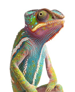 Beautiful chameleon isolated on a white background, AI generated