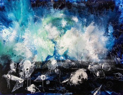 Golagoth, 2023, mixed media on canvas, exhibition Miquel Barcelo, Vida y Muerte, Museum