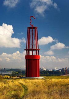 Artwork Geleucht, artist Otto Piene, Rheinpreussen slagheap, Moers, Ruhr area, North