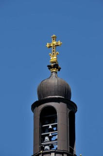 Dome with carillon of the Protestant Christuskirche in Mainz, Rhineland-Palatinate, Germany, Europe