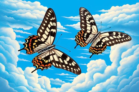 Painting like stylized swallowtail butterfly, AI generated
