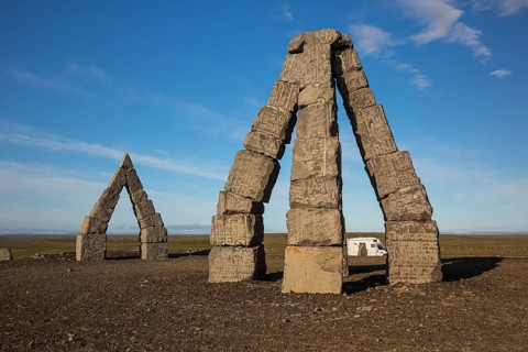 Arctic Henge, near Raufarhöfn, Iceland, It is inspired by the mythical world of eddic poem Völuspá