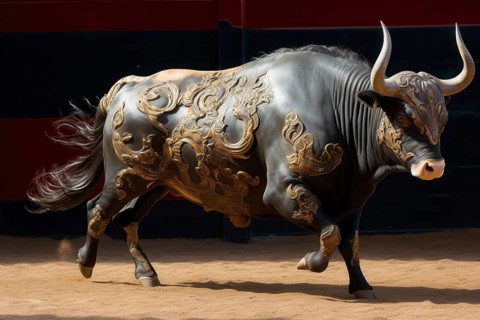 Adorned Bull in a coral, AI generated