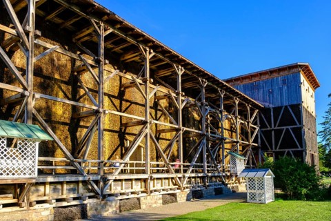 Graduation tower, graduation building, salt works, Steinhof, lower salt works, Bad Kissingen, Rhön,