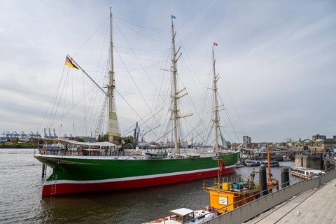 Museum ship Rickmer Rickmers, Landungsbrücken, St. Pauli, Hamburg, Germany, Europe