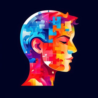 Human head silhouette made from puzzle pieces, isolated on a pure background, AI generated