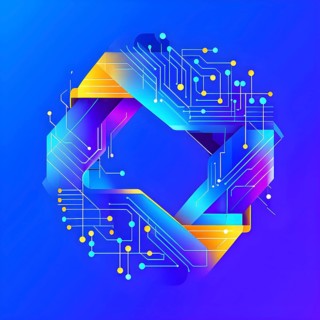 Interlocking geometric shapes that morph into circuits, symbolizing AI logic and algorithms,