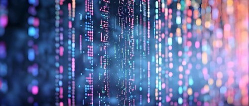 Abstract animation of binary code cascading down like digital rain, representing data insights,