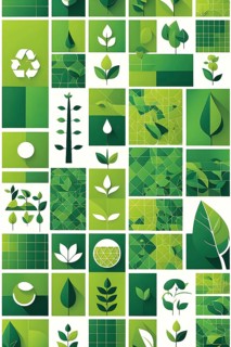 Abstract wallpaper with vector green eco friendly grid ornament symbolizing sustainability, AI
