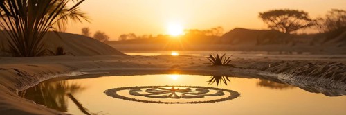 Zen garden bathed in the soft glow of dawn as a serene symbol for relaxation, AI generated