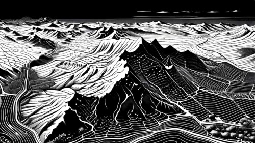 Abstract topographic map contour with complex terrain patterned, AI generated