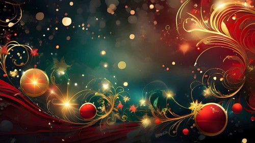 Abstract wallpaper illustration of Christmas symbols for gift cards, swirling shapes and lines, in