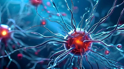 3d illustration of human neurons ans synapses of the nerve system, AI generated