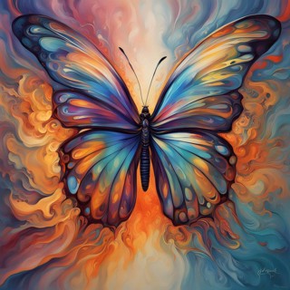 Abstract piece inspired by the iridescent scales of a butterfly highlighting how nature influences