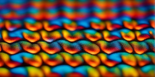 Nano material inspired by gecko feet with intricate patterns and vibrant colors representing