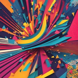 Pop art styled music album illustration featuring abstract crayon patterns and erratic lines in