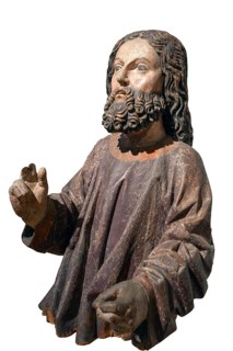 Figure of Jesus, on a white background, around 1470, only the body of the palm tree still exists,