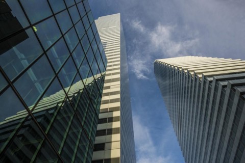 Modern architecture, high-rise buildings, Roche Towers, architects Herzog and de Meuron, Basel,
