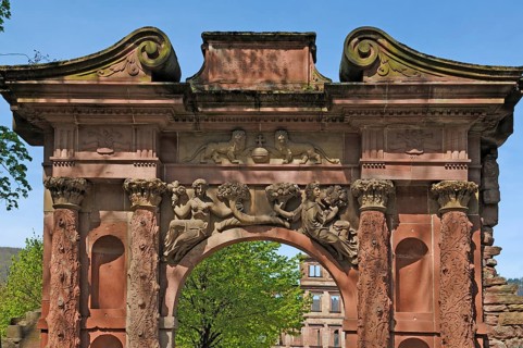 Detail of the Elisabeth Gate, 1615, castle ruins, castle courtyard, Heidelberg, Baden-Württemberg,