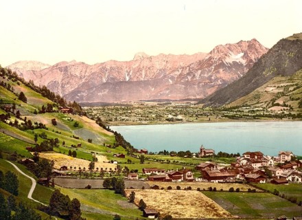 Zell am See against the Steinernes Meer, Austria, c. 1890, Historic, digitally restored