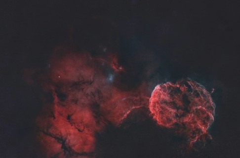 IC443, jellyfish nebula without stars, galactic supernova remnant in the constellation Gemini on