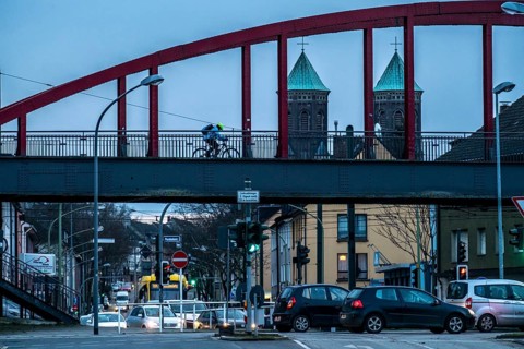 Former railway bridge, over Helenenstraße, in Essen Altendorf, part of the RS1 cycle highway,