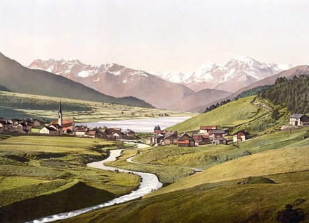 St. Valentin, Haide with Haidersee, Lago di San Valentino alla Muta, and Ortler group, formerly