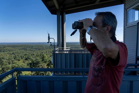 Fire watch tower on the Rennberg, near Flaesheim, Haltern am See, in the Haard forest area, one of