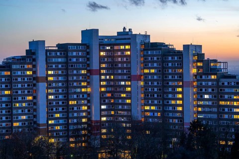High-rise buildings in the Bensberg residential park, Bergisch-Gladbach, 18-storey housing estate