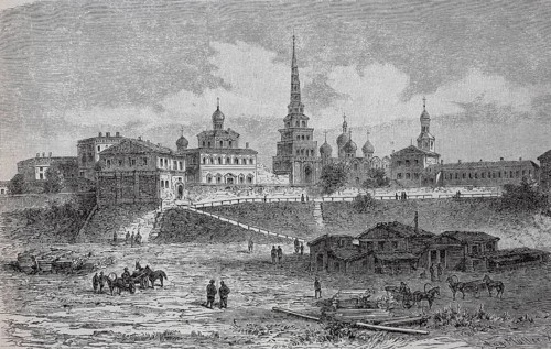 The Kremlin in Kazan, capital of the Republic of Tatarstan in Russia, in 1880, Historical, digital