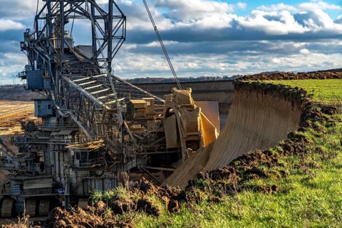 Opencast lignite mine Garzweiler 2, bucket wheel excavator, near the hamlet of Lützerath,