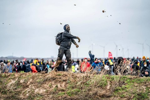 Violent clashes between thousands of demonstrators and the police, after a demonstration against