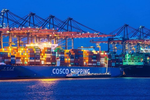 Euromax Container Terminal, container freighter, in the seaport of Rotterdam, Netherlands, deep-sea