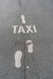 Logo, pictogram, footpath to a taxi rank, at the main railway station, Wuppertal, North