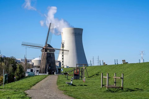 The Doel nuclear power plant on the Scheldt, one of two nuclear power plants in Belgium, consists