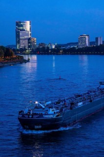 Skyline Bonn on the Rhine, in front the UNFCCC Secretariat of the Framework Convention on Climate