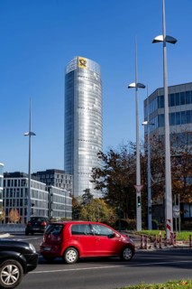 The Posttower, Deutsche Post Group headquarters, high-rise building in Bonn, Helmut-Schmidt-Platz,