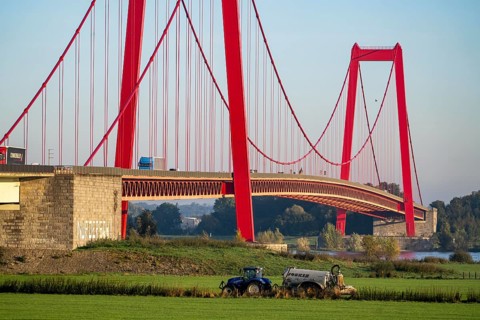 The Rhine bridge Emmerich, federal road B220, longest suspension bridge in Germany, is currently