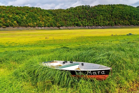 The Edersee, near Waldeck, the third largest reservoir in Germany, is currently only 13% full, the
